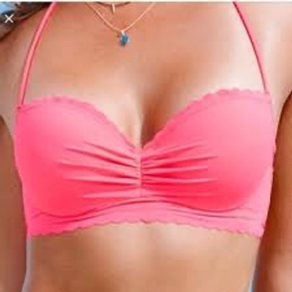 Victoria's Secret The Getaway Halter Bikini Top Pink Scalloped 36DDD